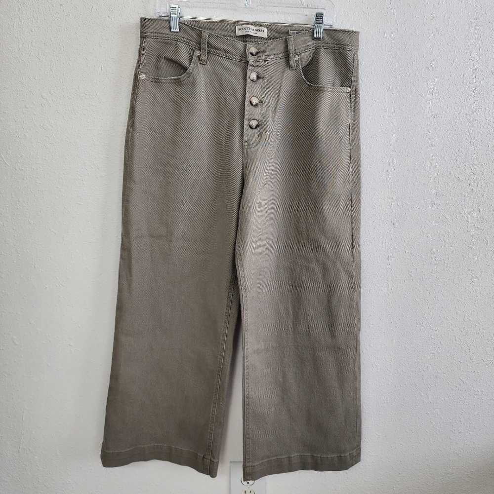 Scotch & Soda The Wave Free Spirit Olive Button-Fly Wide Leg Pants Size 12/31